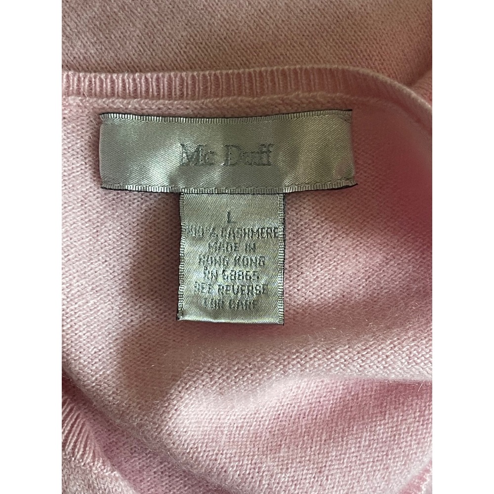 Mc Duff Womens Pink 100% Cashmere Cardigan Sweater Crew Neck Long Sleeve Large - Picture 4 of 4